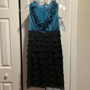 Size 6 occasion dress. Blue/Black. S.L.Fashions
